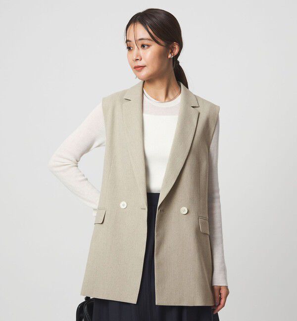 UNITED ARROWS green label relaxing「Greed グリード メランジ テーラード ジレ ウォッシャブル ストレッチ」|ベスト・ジレ|BEIGE