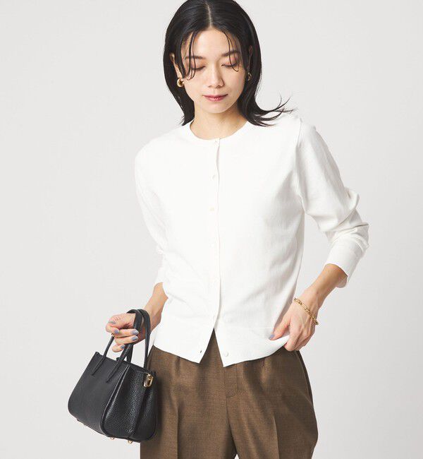 UNITED ARROWS green label relaxing「HIYOKE クルーネック ニット カーディガン マシンウォッシャブル 接触冷感 UVカット 遮熱」|カーディガン|WHITE