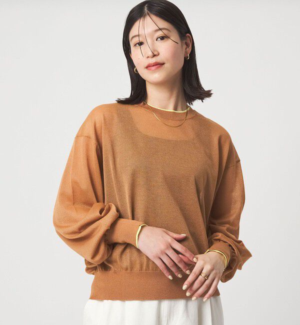 UNITED ARROWS green label relaxing「【WEB限定】＜at ease＞バイカラー シアー ニット プルオーバー」|ニット・セーター|MD.BROWN