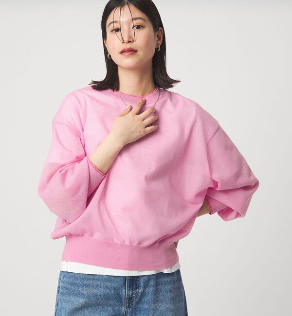 UNITED ARROWS green label relaxing「【WEB限定】＜at ease＞バイカラー シアー ニット プルオーバー」|ニット・セーター|