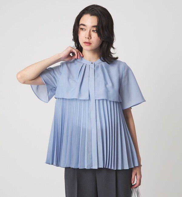 UNITED ARROWS green label relaxing「ヨーク プリーツ ショートスリーブ ブラウス」|シャツ・ブラウス|LT.BLUE
