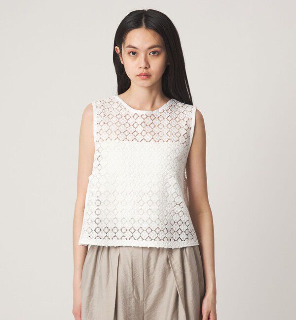 EMMEL REFINES「＜EMMEL REFINES＞EM クローバーレース ノースリーブ プルオーバー」|シャツ・ブラウス|