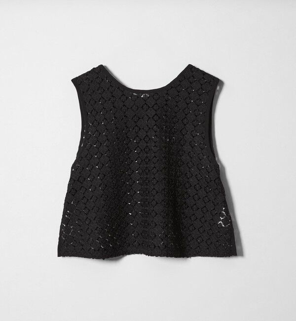 EMMEL REFINES「＜EMMEL REFINES＞EM クローバーレース ノースリーブ プルオーバー」|シャツ・ブラウス|BLACK