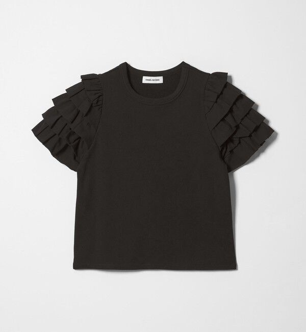 EMMEL REFINES「＜EMMEL REFINES＞EM ソデフリル プルオーバー」|Tシャツ・カットソー|BLACK