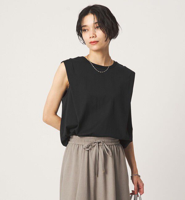 UNITED ARROWS green label relaxing「ショルダータック ノースリーブ プルオーバー カットソー」|Tシャツ・カットソー|BLACK