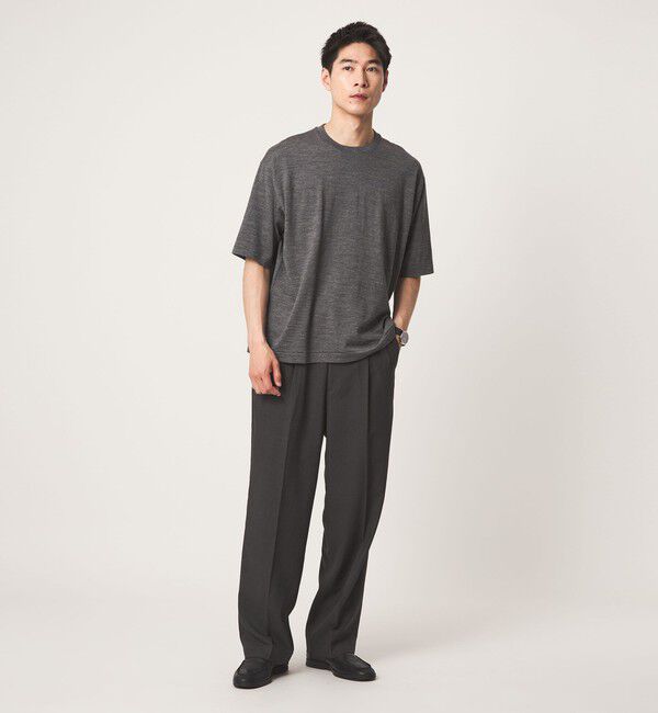 UNITED ARROWS green label relaxing「FINE BASIC ハシゴ Super100&rsquo;s ウール 半袖 Tシャツ」|Tシャツ・カットソー|