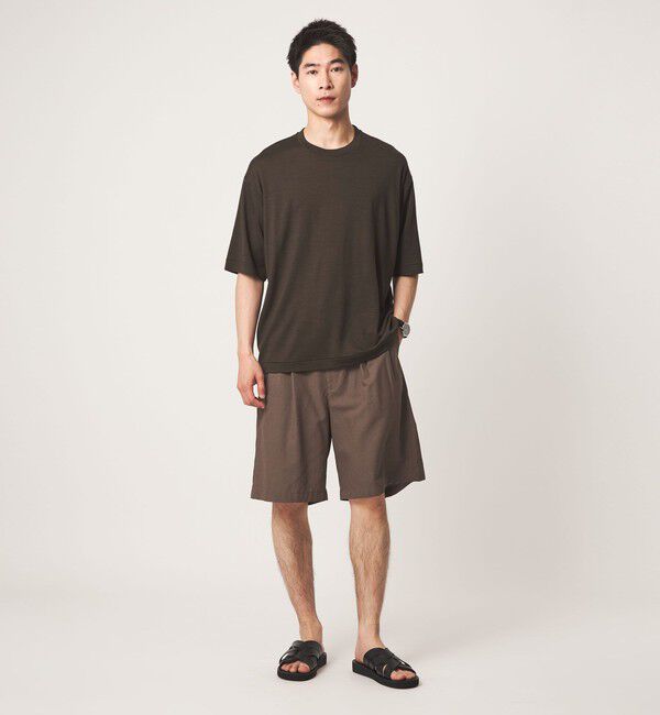 UNITED ARROWS green label relaxing「FINE BASIC ハシゴ Super100&rsquo;s ウール 半袖 Tシャツ」|Tシャツ・カットソー|