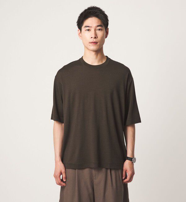 UNITED ARROWS green label relaxing「FINE BASIC ハシゴ Super100&rsquo;s ウール 半袖 Tシャツ」|Tシャツ・カットソー|