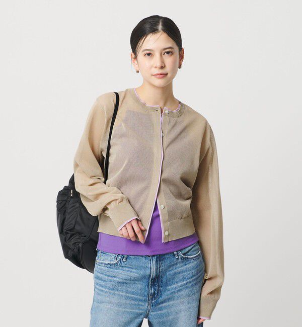 BEAUTY&YOUTH UNITED ARROWS「ライン クルーネック カーディガン ウォッシャブル」|カーディガン|