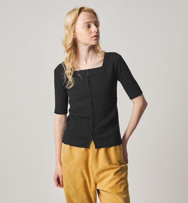 STEVEN ALAN「＜Steven Alan＞スクエアネック カーディガン」|カーディガン|BLACK