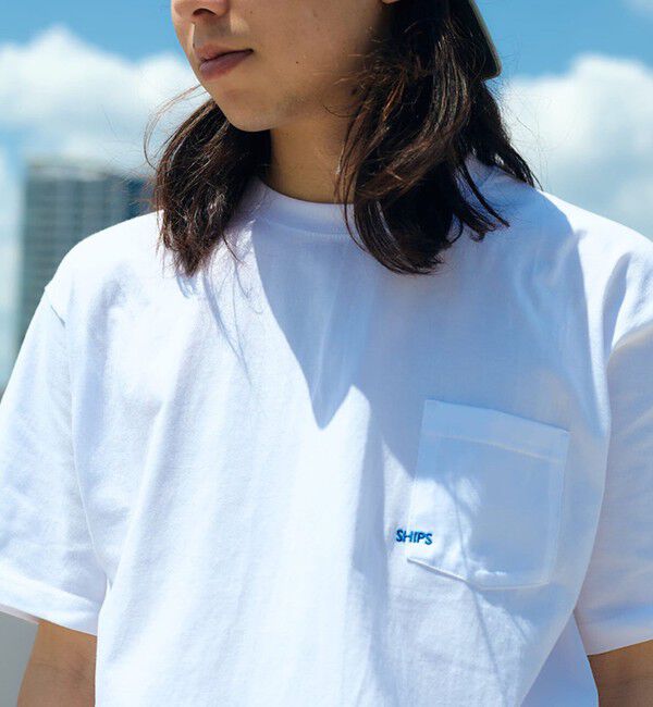 SHIPS「【累計販売数18万枚突破!!】【WEB限定】SHIPS: マイクロ SHIPSロゴ ポケット Tシャツ」|Tシャツ・カットソー|ブルー系