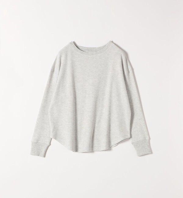 SHIPS any「SHIPS any:〈洗濯機可能〉ワッフル  レースアップ ラウンドヘム プルオーバー」|Tシャツ・カットソー|