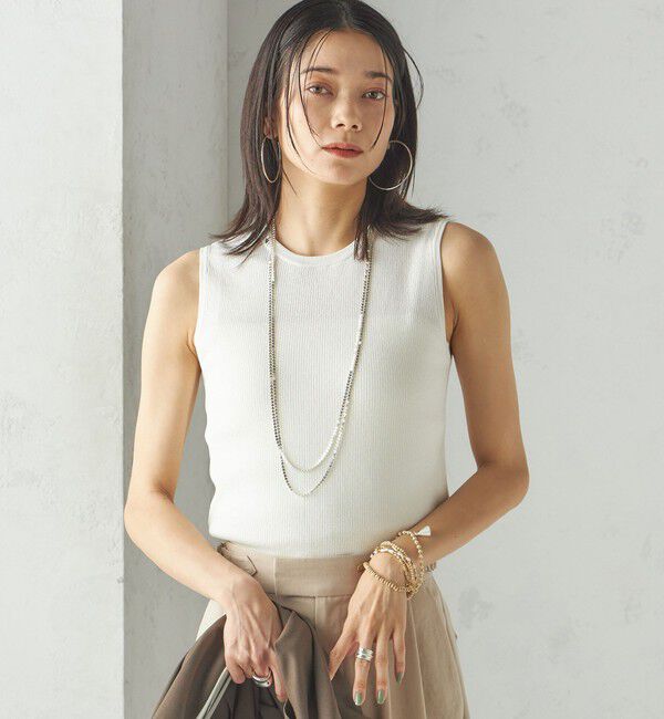 SHIPS for women「〈手洗い可能〉ラメ ノースリーブ ニット」|ニット・セーター|