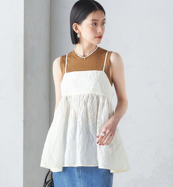 SHIPS for women「〈手洗い可能〉ラメ ノースリーブ ニット」|ニット・セーター|