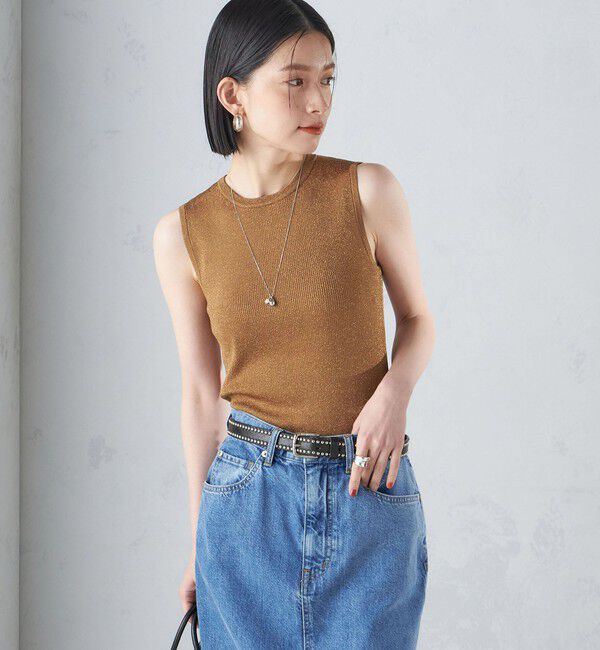 SHIPS for women「〈手洗い可能〉ラメ ノースリーブ ニット」|ニット・セーター|