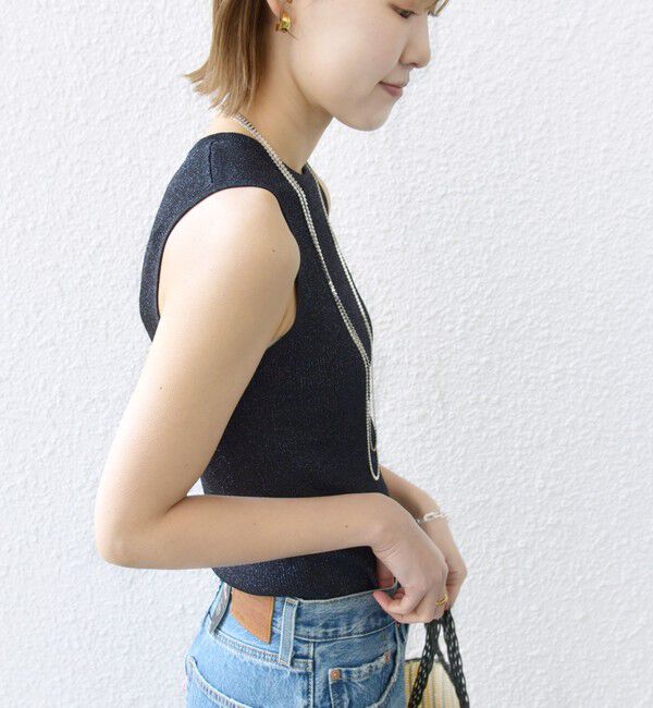 SHIPS for women「〈手洗い可能〉ラメ ノースリーブ ニット」|ニット・セーター|