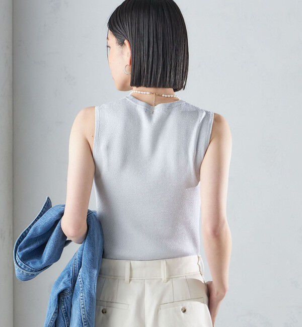 SHIPS for women「〈手洗い可能〉ラメ ノースリーブ ニット」|ニット・セーター|