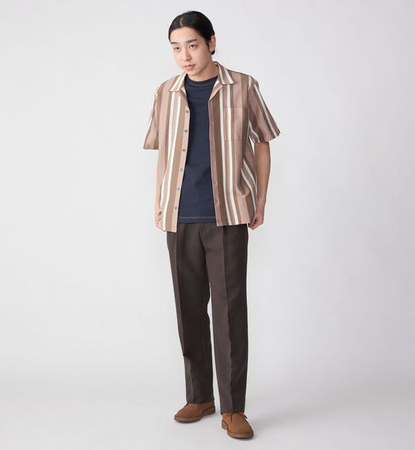 SHIPS「SHIPS:  ハニカム ストライプ オープンカラー シャツ」|シャツ・ブラウス|