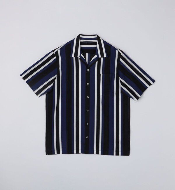 SHIPS「SHIPS:  ハニカム ストライプ オープンカラー シャツ」|シャツ・ブラウス|