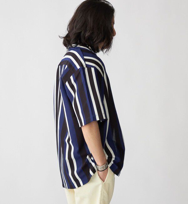SHIPS「SHIPS:  ハニカム ストライプ オープンカラー シャツ」|シャツ・ブラウス|