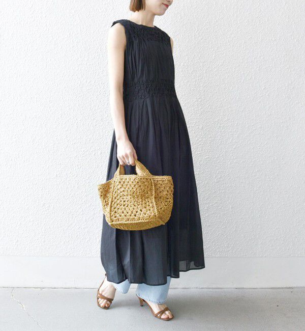 SHIPS any「《一部追加予約》【WEB限定】SHIPS any: ハンドスモッキング  コットン フレア ノースリーブ ワンピース」|ワンピース|