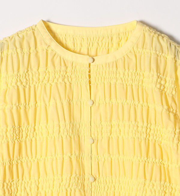 SHIPS any「《一部追加予約》【WEB限定】SHIPS any:〈洗濯機可能〉シアー シャーリング プチフリル ペプラム ブラウス」|シャツ・ブラウス|