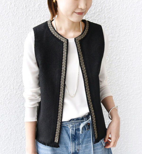 SHIPS for women「【SHIPS別注】BINDU:ブレード テープ ベスト」|ベスト・ジレ|ブラック