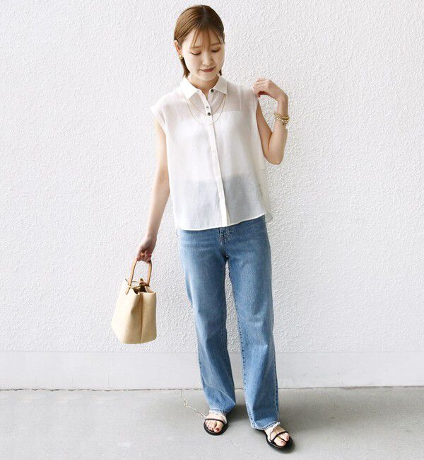 SHIPS for women「【WEB限定】〈洗濯機可能〉シアー リネンライク バック フリル ブラウス」|シャツ・ブラウス|