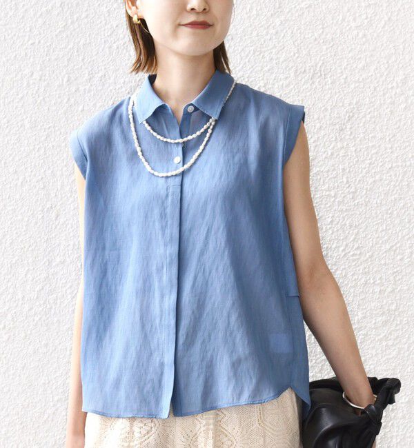 SHIPS for women「【WEB限定】〈洗濯機可能〉シアー リネンライク バック フリル ブラウス」|シャツ・ブラウス|