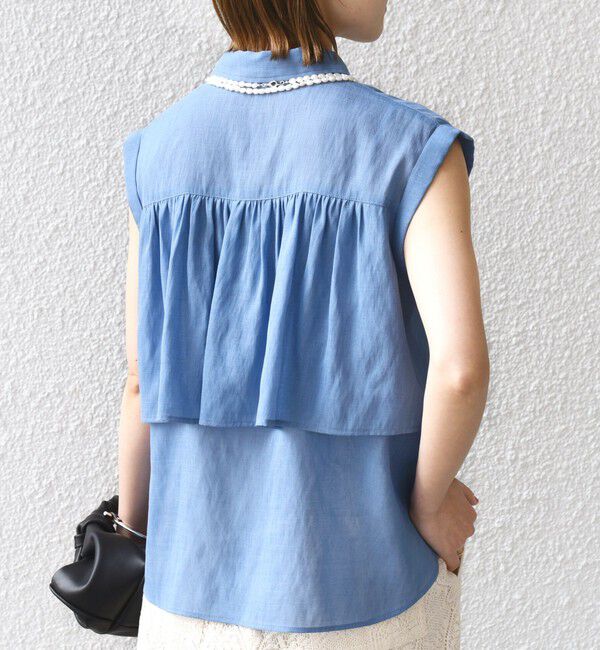 SHIPS for women「【WEB限定】〈洗濯機可能〉シアー リネンライク バック フリル ブラウス」|シャツ・ブラウス|