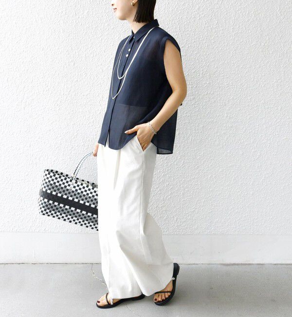 SHIPS for women「【WEB限定】〈洗濯機可能〉シアー リネンライク バック フリル ブラウス」|シャツ・ブラウス|