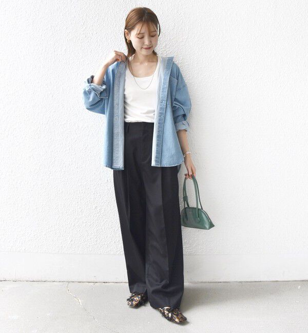 SHIPS for women「〈洗濯機可能〉ハイカウント ツイル 2タック ワイド パンツ」|その他|