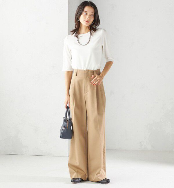 SHIPS for women「〈洗濯機可能〉ハイカウント ツイル 2タック ワイド パンツ」|その他|