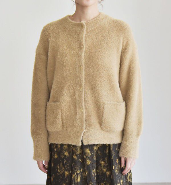 quaranciel「quaranciel:〈手洗い可能〉ファーライク クルーネック スナップ ニット カーディガン」|カーディガン|