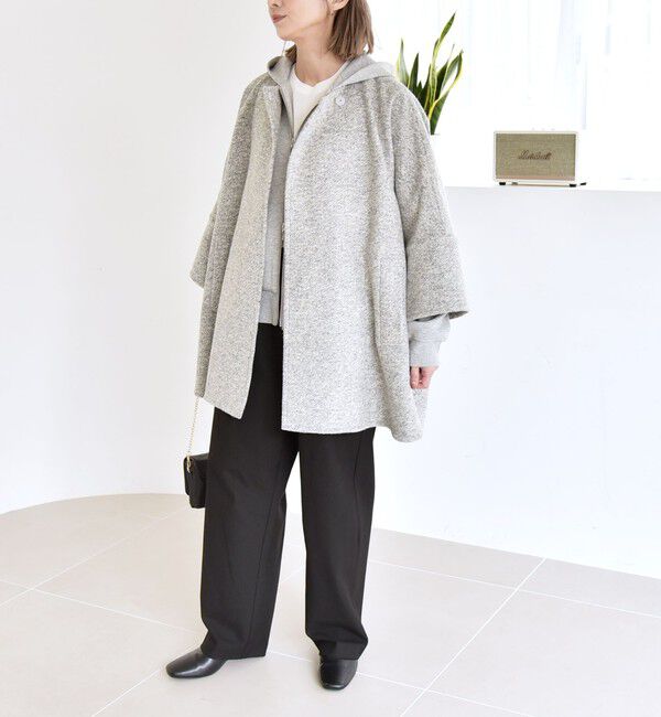 quaranciel「quaranciel: スライバー ウール ミックス クルーネック コート」|ノーカラーコート|