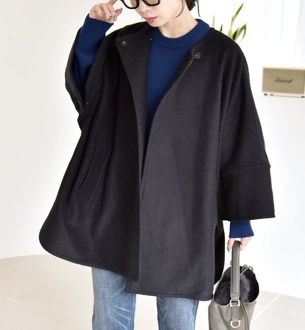 quaranciel「quaranciel: スライバー ウール ミックス クルーネック コート」|ノーカラーコート|