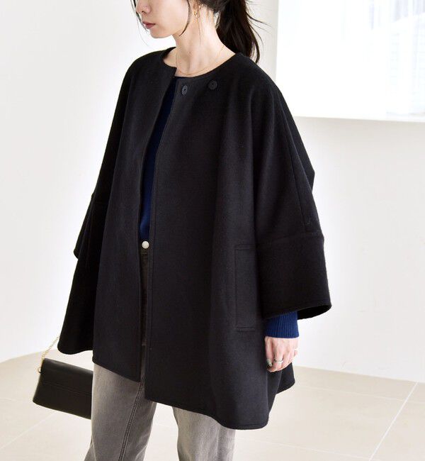quaranciel「quaranciel: スライバー ウール ミックス クルーネック コート」|ノーカラーコート|