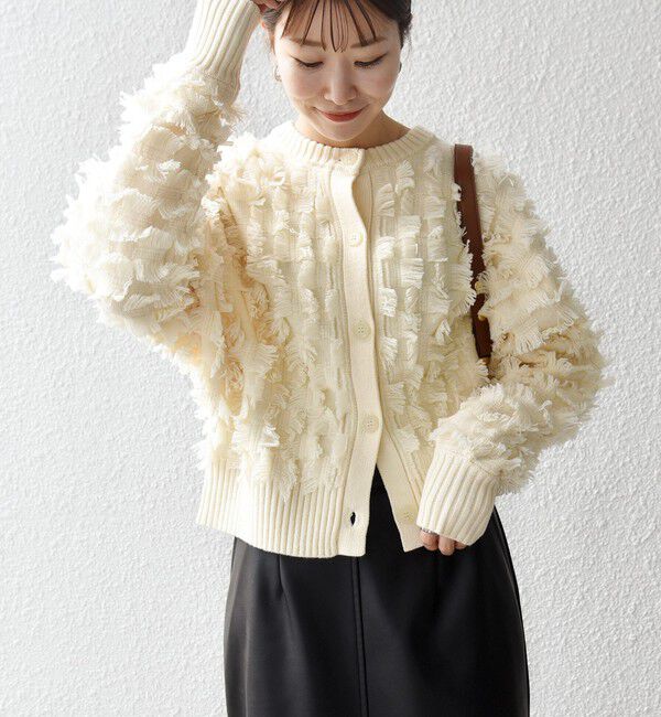 SHIPS any「SHIPS any:〈手洗い可能〉フリンジ デザイン ドルマン ニット カーディガン」|カーディガン|