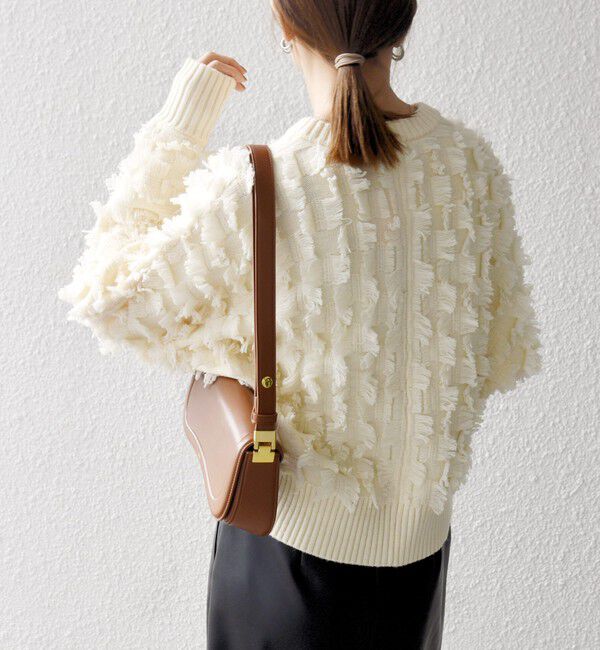 SHIPS any「SHIPS any:〈手洗い可能〉フリンジ デザイン ドルマン ニット カーディガン」|カーディガン|