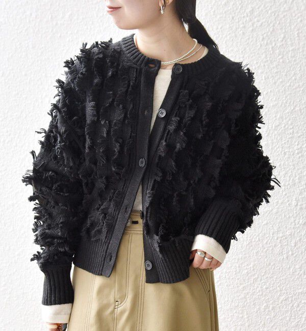 SHIPS any「SHIPS any:〈手洗い可能〉フリンジ デザイン ドルマン ニット カーディガン」|カーディガン|