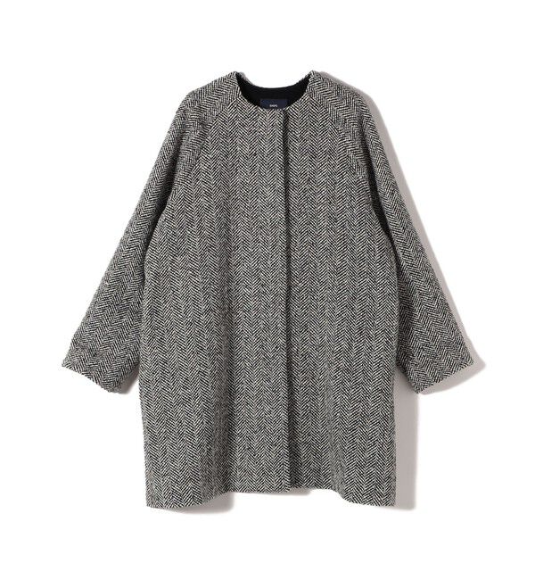 SHIPS for women「スパンコール ヘリンボーン ノーカラー コート」|ノーカラーコート|