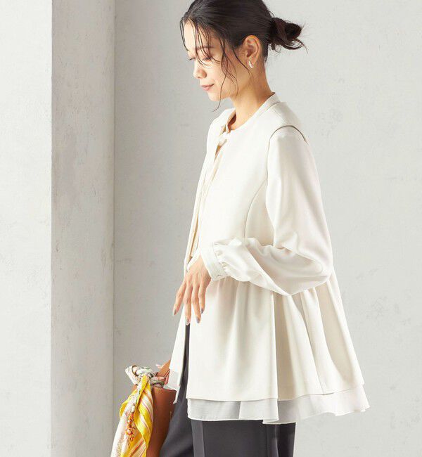 SHIPS for women「ダブル クロス レイヤード ペプラム ジレ（セレモニー対応可）」|ベスト・ジレ|オフホワイト