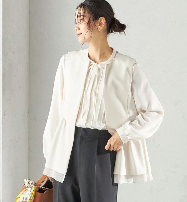 SHIPS for women「ダブル クロス レイヤード ペプラム ジレ（セレモニー対応可）」|ベスト・ジレ|