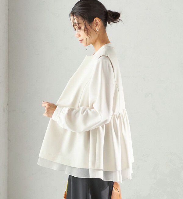 SHIPS for women「ダブル クロス レイヤード ペプラム ジレ（セレモニー対応可）」|ベスト・ジレ|