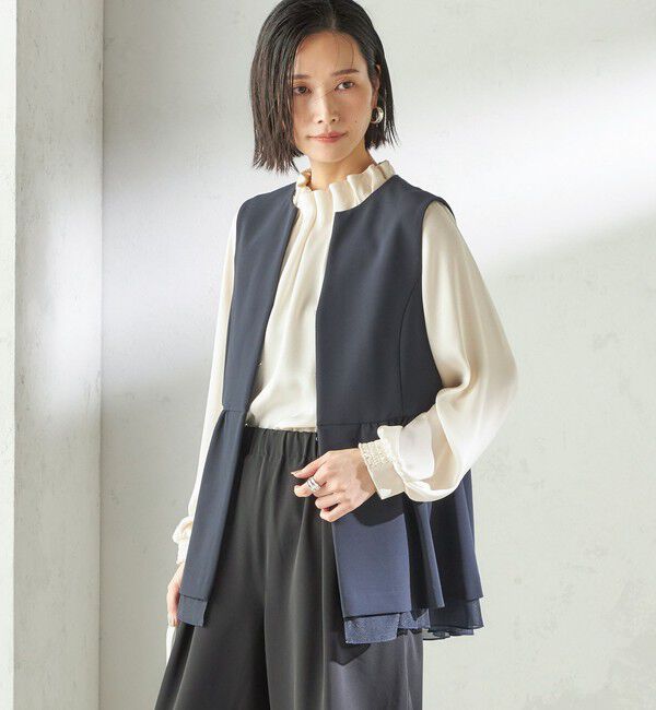 SHIPS for women「ダブル クロス レイヤード ペプラム ジレ（セレモニー対応可）」|ベスト・ジレ|