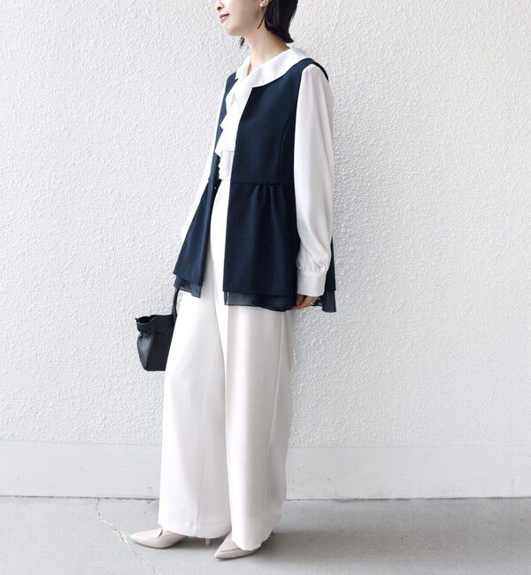 SHIPS for women「ダブル クロス レイヤード ペプラム ジレ（セレモニー対応可）」|ベスト・ジレ|