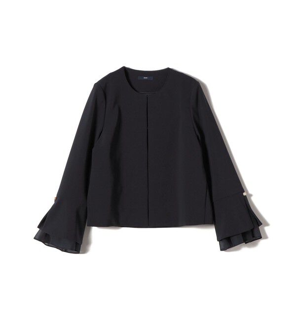 SHIPS for women「ダブル クロス 重ね袖 ノーカラー ジャケット（セレモニー対応可）」|ノーカラージャケット|