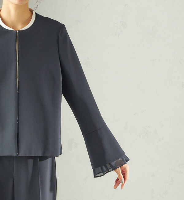 SHIPS for women「ダブル クロス 重ね袖 ノーカラー ジャケット（セレモニー対応可）」|ノーカラージャケット|