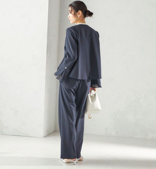 SHIPS for women「ダブル クロス 重ね袖 ノーカラー ジャケット（セレモニー対応可）」|ノーカラージャケット|