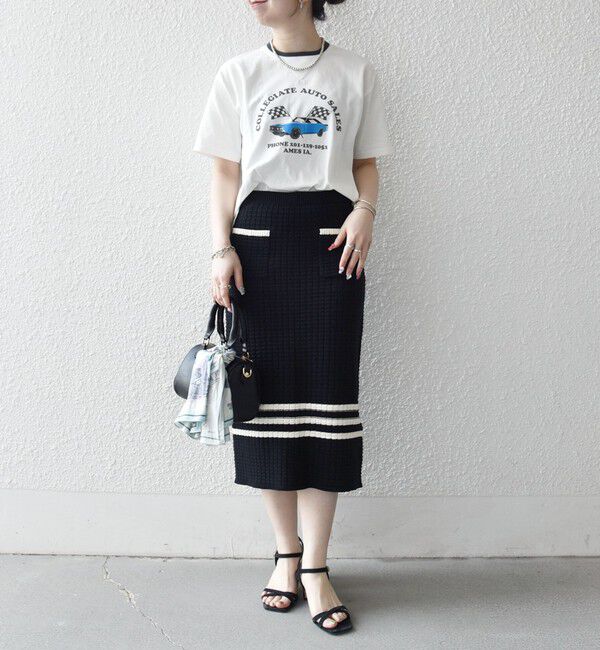 SHIPS any「SHIPS any:〈手洗い可能〉バスケット編み 配色 ライン タイト スカート」|スカート|